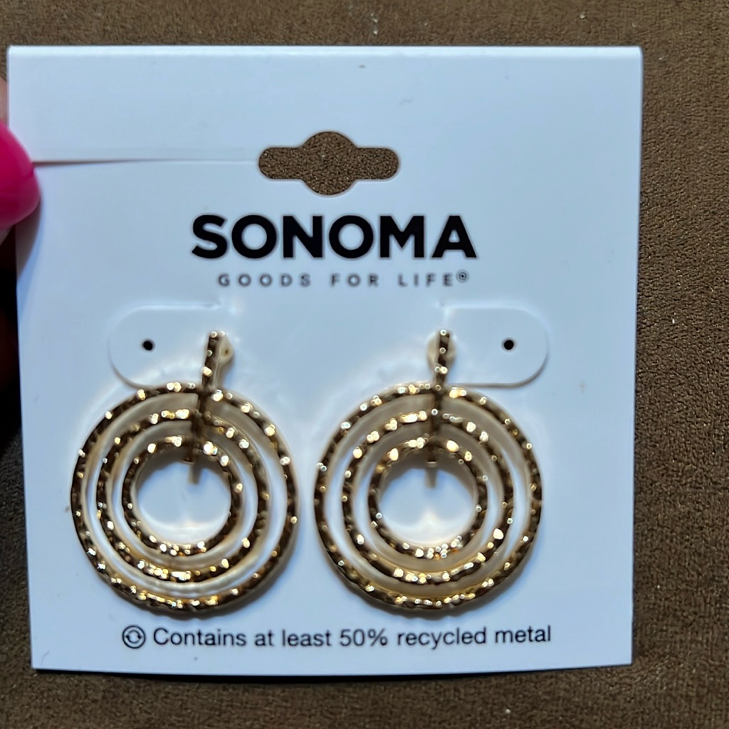 Nwt Sonoma Triple Texture Hoop Earrings